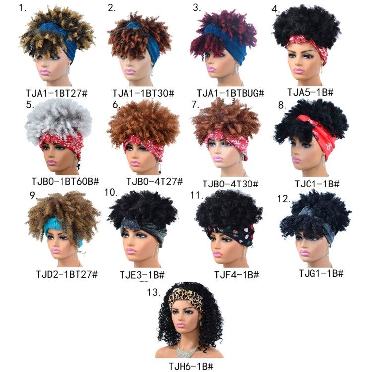 Headscarf Wig Black Gradient Small Curly Wig Explosive Headgear, Colour: 5.TJB0-1BT60B# - free shipping - PMC TechLife - Order now!