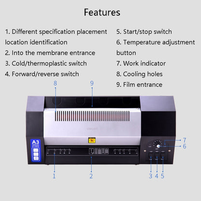 Deli 3890 Photo Laminating Machine Heat Sealing And Cold Laminating Dual-Use Laminating Machine, CN Plug - Others by Deli | Online Shopping South Africa | PMC Jewellery | Buy Now Pay Later Mobicred