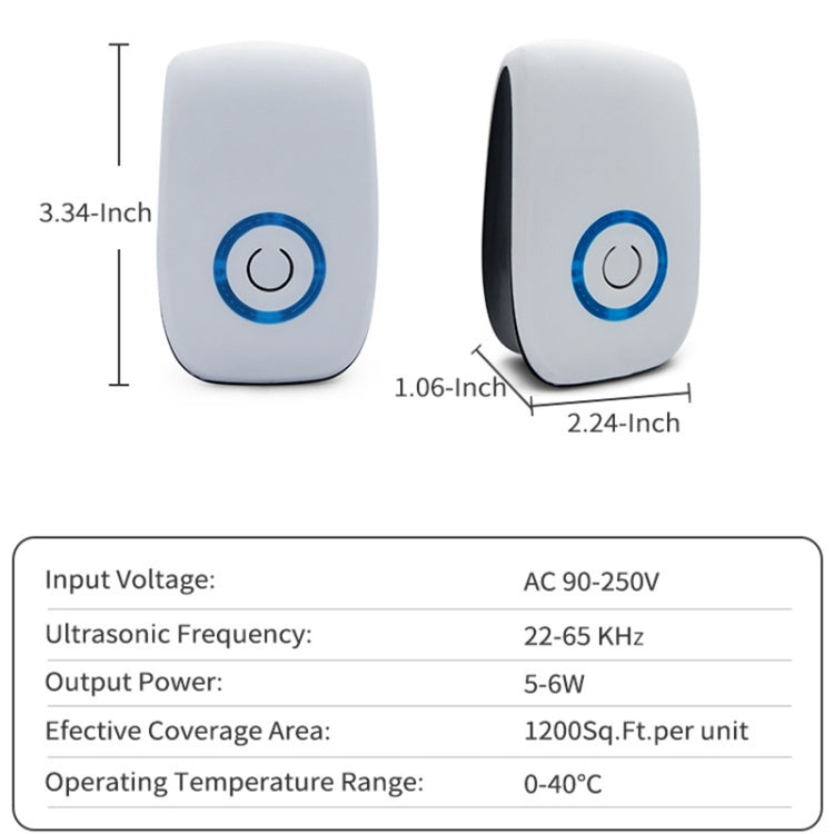 H12 2 PCS Ultrasonic Electronic Mouse Repeller Household Mini Mosquito Repeller, Product specification: US Plug(White) - Repellents by PMC TechLife | Online Shopping South Africa | PMC TechLife | Buy Now Pay Later Mobicred