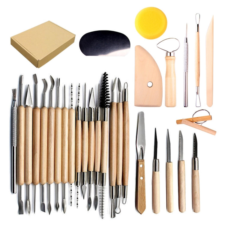 30 In 1 Wooden Pottery Clay Tools Multi-Function Clay Sculpture Tools - Art Supplies by PMC TechLife | Online Shopping South Africa | PMC TechLife