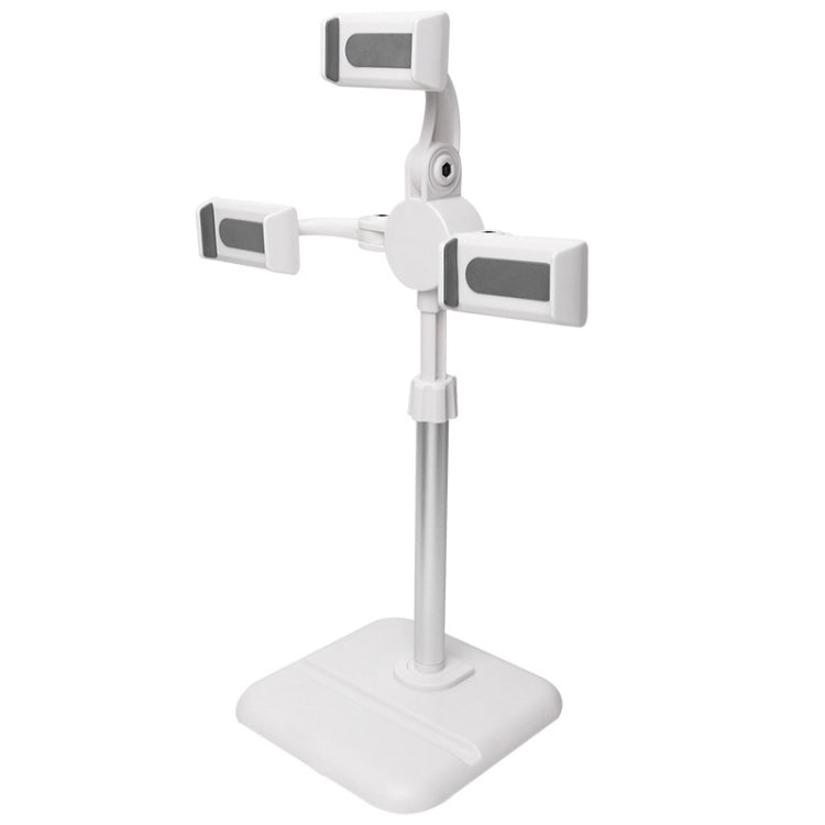 Telescopic Adjustment Live Frame Desktop Tablet Mobile Phone Bracket, Specification: K06 Three-seat (White) - Stand by PMC TechLife | Online Shopping South Africa | PMC TechLife | Buy Now Pay Later Mobicred