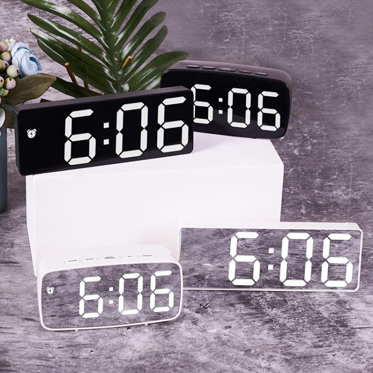 Mirror Bedside Alarm Clock Battery Plug-In Dual-Purpose LED Clock, Colour: Arc-shaped Black Shell (Black Surface Green Light) - Alarm Clocks by PMc TechLife | Online Shopping South Africa | PMc TechLife | Buy Now Pay Later Mobicred