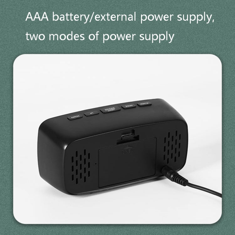 Mirror Bedside Alarm Clock Battery Plug-In Dual-Purpose LED Clock, Colour: Arc-shaped Black Shell (Black Surface Green Light) - Alarm Clocks by PMc TechLife | Online Shopping South Africa | PMc TechLife | Buy Now Pay Later Mobicred