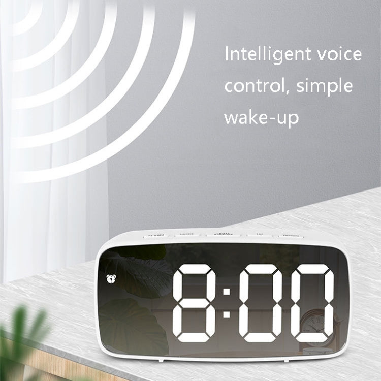 Mirror Bedside Alarm Clock Battery Plug-In Dual-Purpose LED Clock, Colour: Arc-shaped Black Shell (Black Surface Green Light) - Alarm Clocks by PMc TechLife | Online Shopping South Africa | PMc TechLife | Buy Now Pay Later Mobicred