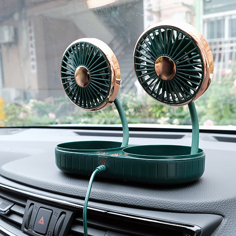 F303 Car USB Fan Car Shake Head Fan(Double Head Gold) - Heating & Fans by PMC TechLife | Online Shopping South Africa | PMC TechLife | Buy Now Pay Later Mobicred