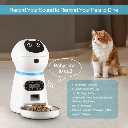 Pet Auto Feeding Intelligent Feed Stainless Steel Food Dish, Specification: UK Plug - Food Bowls by PMC Jewellery | Online Shopping South Africa | PMC Jewellery