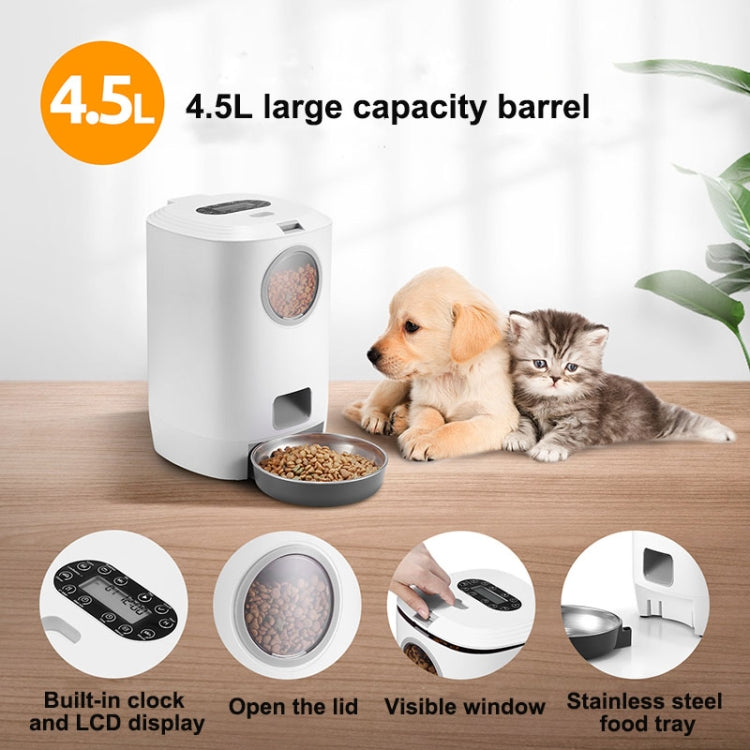 4.5L Smart Pet Cat Dog Bowl Food Automatic Dispenser Feeder  With Timer Auto Electronic Feeder With Metal Food Tray, Specification: USB Interface No Adapter - Food Bowls by PMC Jewellery | Online Shopping South Africa | PMC Jewellery