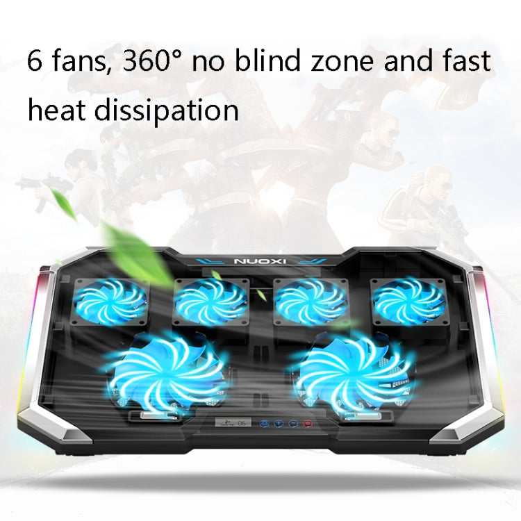 NUOXI Q8 Notebook Radiator LCD Screen Button Controllable RBG Luminescence Computer Cooling Base(Black) - free shipping - PMC Jewellery - Order now!