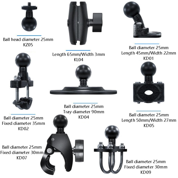 Motorcycle Riding Recorder Bracket Camera Holder, Style: KZ05 + KL04 + KD07 - Holder by PMC TechLife | Online Shopping South Africa | PMC TechLife | Buy Now Pay Later Mobicred
