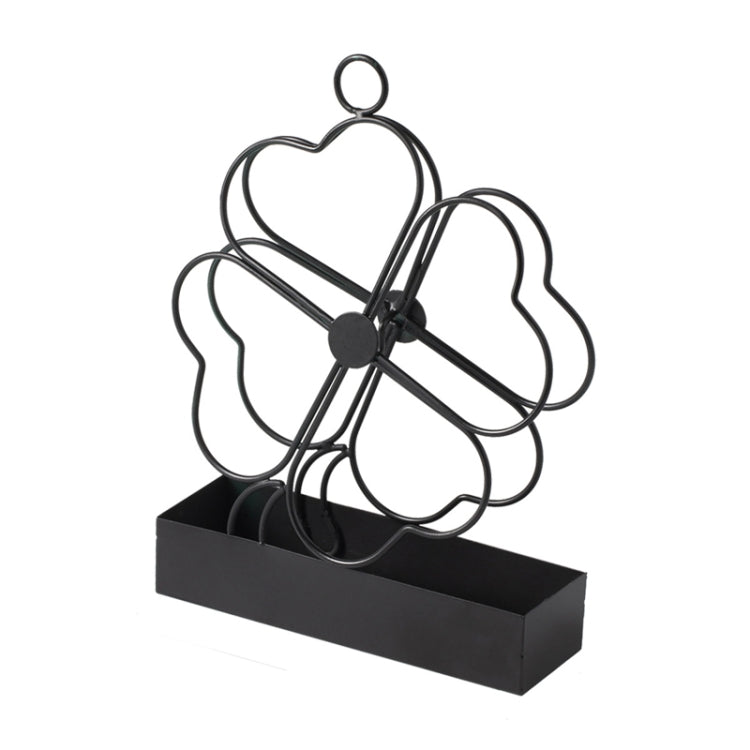 Simple Hangable Wrought Iron Mosquito Coil Holder Portable Fireproof Mosquito Coil Tray Incense Burner Ornaments Four Leaf Grass  (Black) - Mosquito Coil Tray by PMC Jewellery | Online Shopping South Africa | PMC Jewellery | Buy Now Pay Later Mobicred