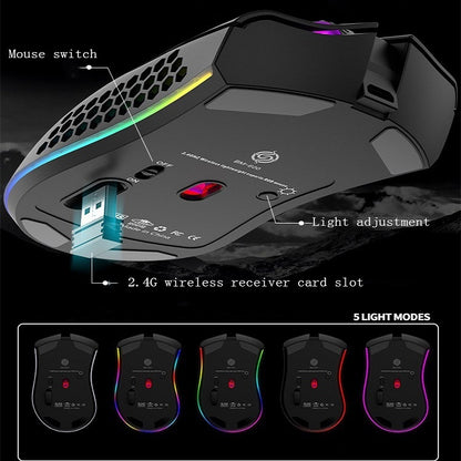 K-Snake BM600 1600 DPI 7-keys Hollow Lightweight Wireless Charging RGB Colorful Gaming Mouse(Wireless BM600 Black) - Wireless Mice by K-Snake | Online Shopping South Africa | PMC Jewellery | Buy Now Pay Later Mobicred