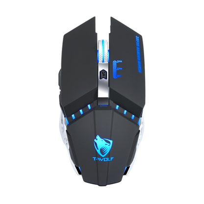 T-WOLF Q15 6-Buttons 1600 DPI Wireless Rechargeable Mute Office Gaming Mouse with 7 Color Breathing Light(Technology Black) - Wireless Mice by T-WOLF | Online Shopping South Africa | PMC Jewellery | Buy Now Pay Later Mobicred