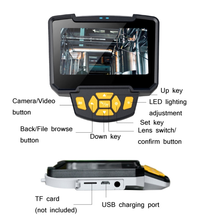 Industrial Dual-Lens Endoscope HD Handheld Screen Pipe Car Inspection Tool, Specification: Line Length 1m -  by PMC Jewellery | Online Shopping South Africa | PMC Jewellery | Buy Now Pay Later Mobicred