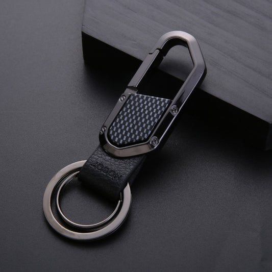 JOBON ZB-106A Business Men Metal Keychain Double Loop Car Pendant Keychain(Black Nickel) - Key Rings by JOBON | Online Shopping South Africa | PMC Jewellery | Buy Now Pay Later Mobicred