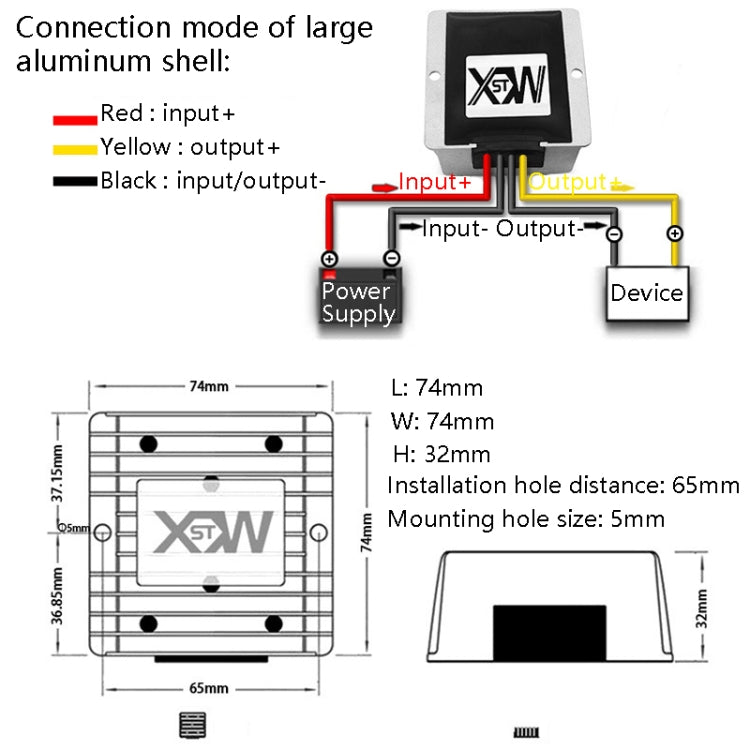 XWST DC 12/24V To 5V Converter Step-Down Vehicle Power Module, Specification: 12/24V to 5V 20A Large Aluminum Shell -  by PMC Jewellery | Online Shopping South Africa | PMC Jewellery | Buy Now Pay Later Mobicred