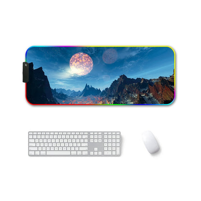 250x350x4mm F-01 Rubber Thermal Transfer RGB Luminous Non-Slip Mouse Pad(Snow Peak) - Mouse Pads by PMC Jewellery | Online Shopping South Africa | PMC Jewellery | Buy Now Pay Later Mobicred