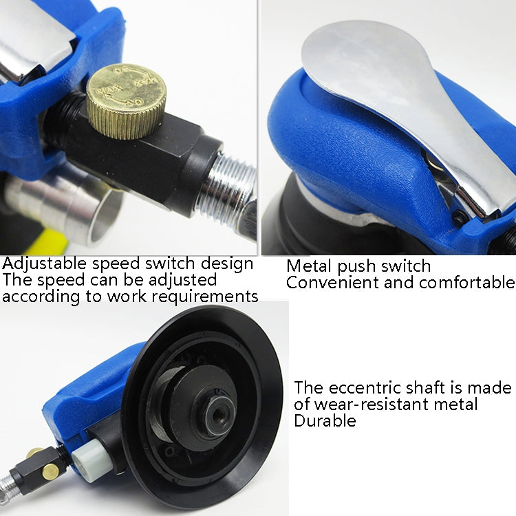 Pneumatic Sandpaper Machine Car Polishing Machine Grinding Machine Waxing Machine, Model: 6inch Vacuum - free shipping - PMC TechLife - Order now!