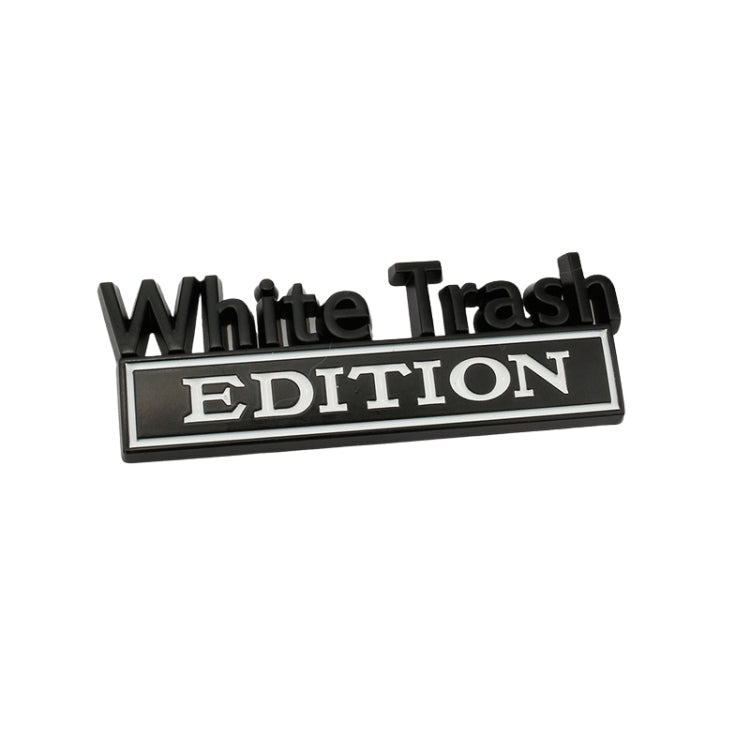 2 PCS Car Metal Modification Standard White Trash Edition Car Label Stickers(Black White) - free shipping - PMC TechLife - Order now!