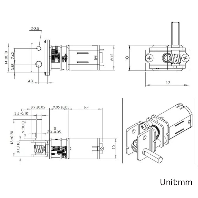 GW12N20 Worm Gear Low Speed Motor Ultra Mini Gear Power-Off Self-Locking Motor For Smart Car Robot(12V 110RPM) - Motor Module by PMC Jewellery | Online Shopping South Africa | PMC Jewellery