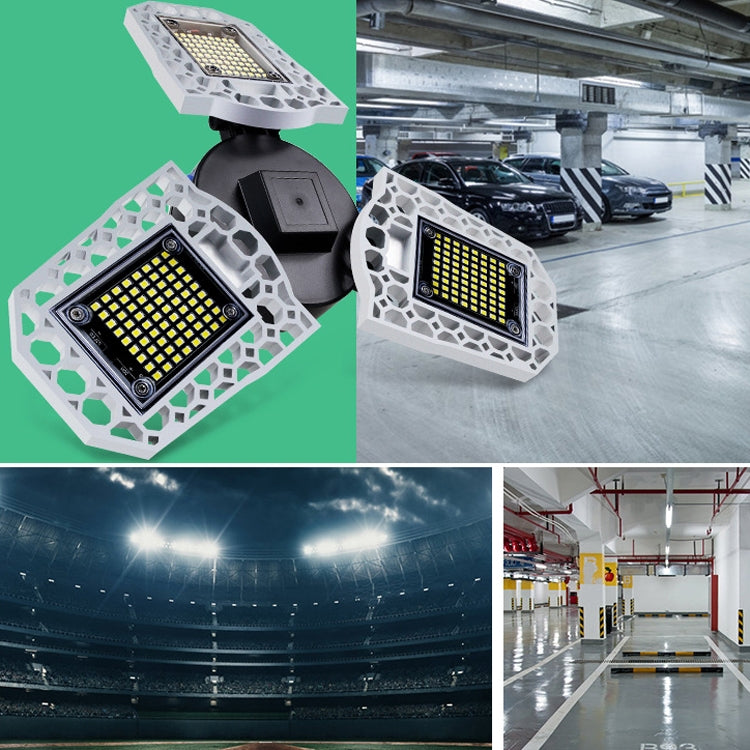 80W LED Industrial Mining Light Waterproof Light Sensor Folding Tri-Leaf Garage Lamp(Warm White Light) - Special Engineering Lighting by PMc TechLife | Online Shopping South Africa | PMc TechLife | Buy Now Pay Later Mobicred