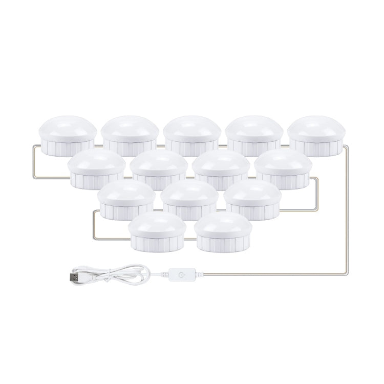 14 LEDs Cosmetic Room Bathroom Mirror Front Light USB Three-Color Dimming Light - Night Lights by PMc TechLife | Online Shopping South Africa | PMc TechLife | Buy Now Pay Later Mobicred
