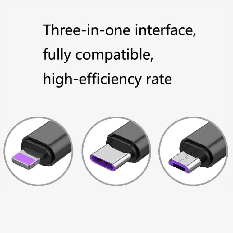 2 PCS ZZ034 USB To 8 Pin + USB-C / Type-C + Micro USB 3 In 1 Fast Charging Cable, Style: Mini-Silver - free shipping - PMC Jewellery - Order now!
