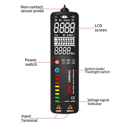 BSIDE Dual-Mode Smart Large-Screen Display Multimeter Electric Pen Portable Voltage Detector, Specification: ADMS1CL - Digital Multimeter by BSIDE | Online Shopping South Africa | PMC Jewellery | Buy Now Pay Later Mobicred