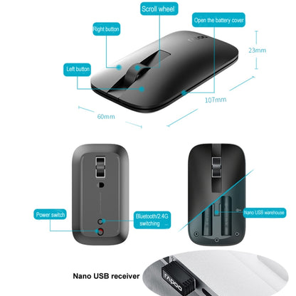 Rapoo M550 1300DPI 3 Keys Home Office Wireless Bluetooth Silent Mouse, Colour: Wired Charging Version - Wireless Mice by Rapoo | Online Shopping South Africa | PMC Jewellery | Buy Now Pay Later Mobicred