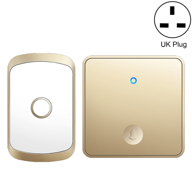 CACAZI FA50 1 For 1 Push-button Self-generating Wireless Doorbell, Plug:UK Plug(Gold) - Wireless Doorbell by CACAZI | Online Shopping South Africa | PMC Jewellery