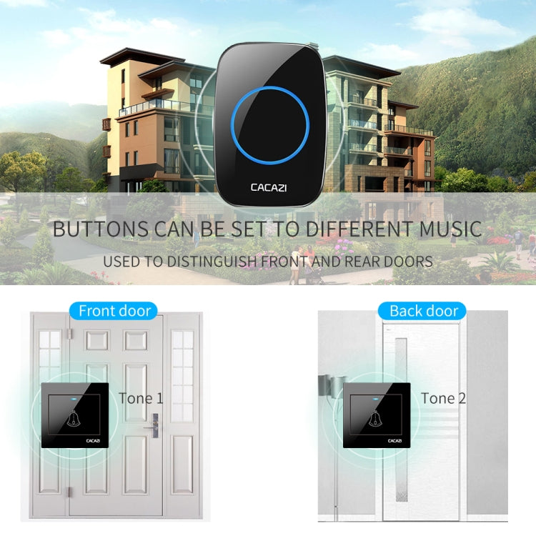 CACAZI H10 1 For 2 Home Wireless Music Doorbell without Battery, Plug:US Plug(White) - Wireless Doorbell by CACAZI | Online Shopping South Africa | PMC Jewellery