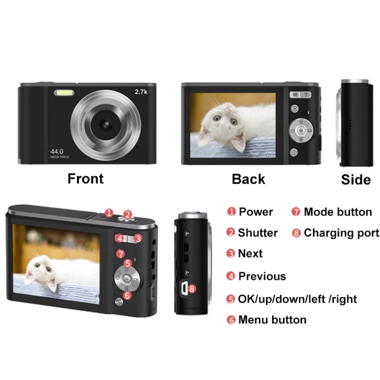 DC303A 2.8-Inch 4K 16X Zoom HD Digital Camera Mini Children Photography Camera EU Plug(Black) - Children Cameras by PMC Jewellery | Online Shopping South Africa | PMC Jewellery | Buy Now Pay Later Mobicred