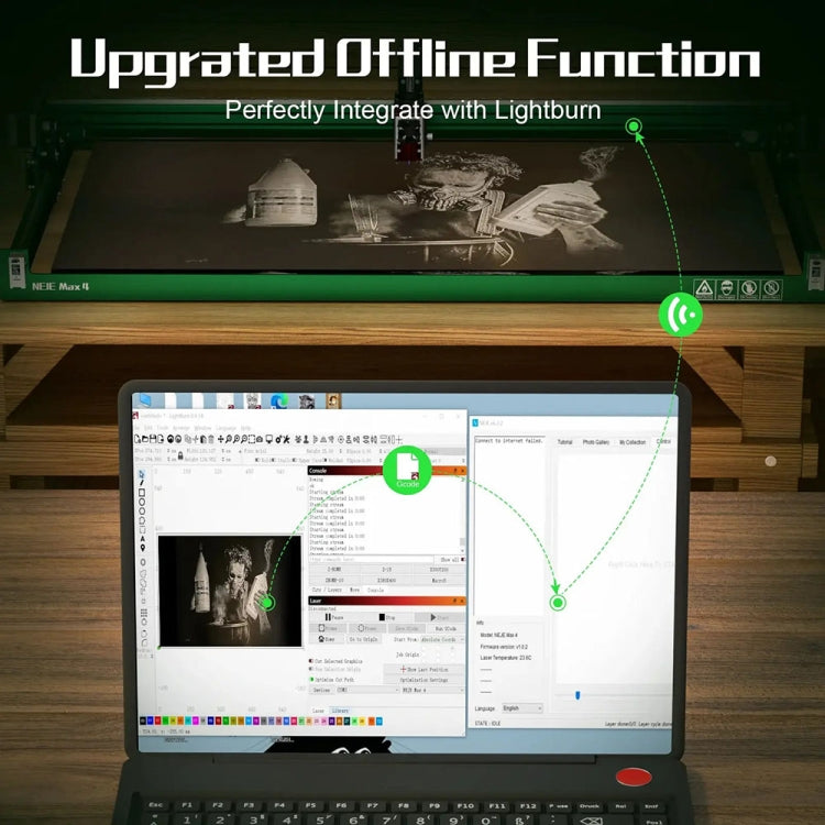 NEJE MAX 4 E80 750 X 460mm DIY CNC Desktop 3D Laser Engraving Machine - free shipping - PMC TechLife - Order now!