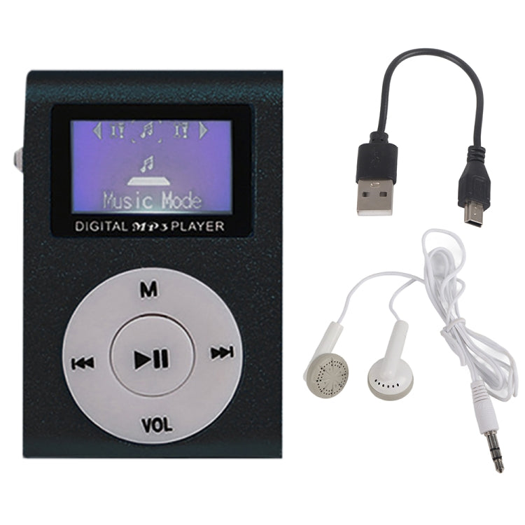 128M+Earphone+Cable Mini Lavalier Metal MP3 Music Player with Screen(Black) - MP3 Player by PMC Jewellery | Online Shopping South Africa | PMC Jewellery