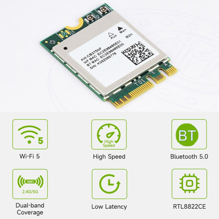 Waveshare 24780 AW-CB375NF 2.4G/5GHz Dual-Band WiFi 5 Wireless NIC, RTL8822CE-CG Core, Supports BLE - free shipping - PMC Jewellery - Order now!