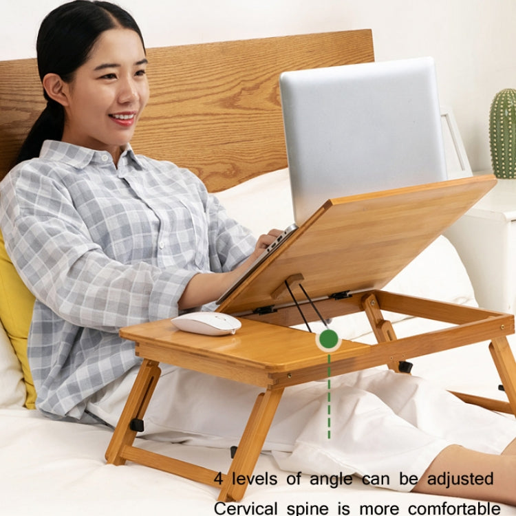 741ZDDNZ Bed Use Folding Height Adjustable Laptop Desk Dormitory Study Desk, Specification: Classic Tea Color 64cm Thick Bamboo - Laptop Stand by PMC Jewellery | Online Shopping South Africa | PMC Jewellery | Buy Now Pay Later Mobicred