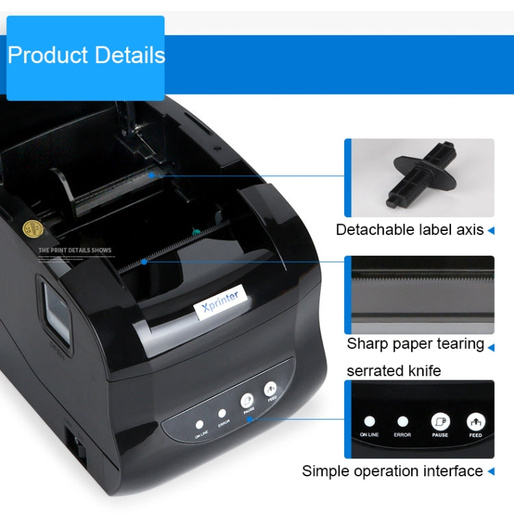 Xprinter XP-365B 80mm Thermal Label Printer Clothing Tag Supermarket Barcode Printer, Plug: AU Plug(Bluetooth Version) - free shipping - PMC TechLife - Order now!