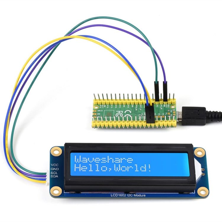 Waveshare 23991 LCD1602 I2C Module, White with Blue Background, 16x2 Characters, 3.3V/5V - free shipping - PMC TechLife - Order now!