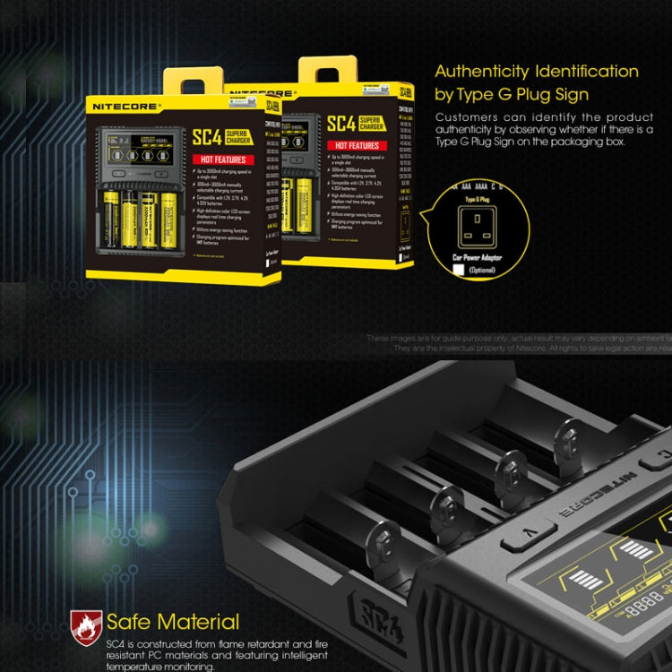 NITECORE 4-Slot Smart LCD Fast Charger, Model: SC4(UK Plug) - Charger & Converter by PMC Jewellery | Online Shopping South Africa | PMC Jewellery | Buy Now Pay Later Mobicred