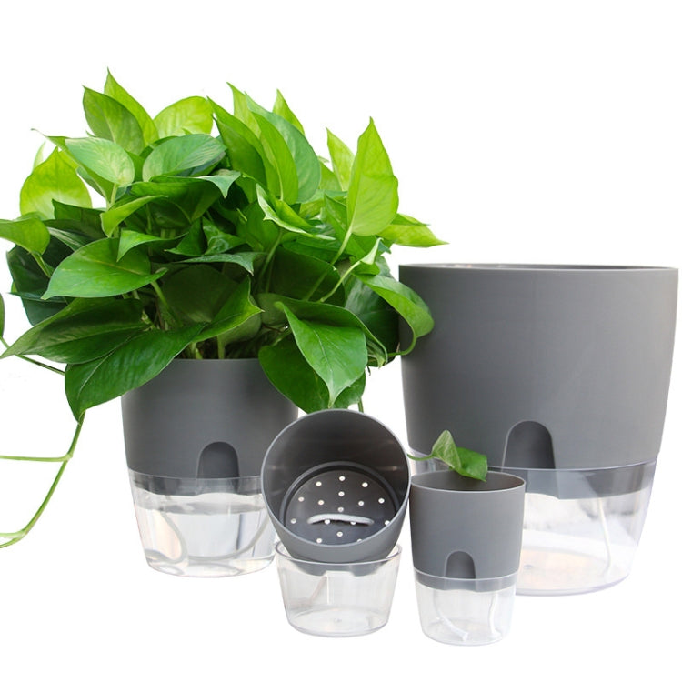 Transparent Plastic Double-Layer Water Storage Automatic Water-Absorbing Flowerpot, Size: A703 Caliber 8.2cm(Gray Transparent Basin) - Flower Pots & Planters by PMc TechLife | Online Shopping South Africa | PMc TechLife | Buy Now Pay Later Mobicred