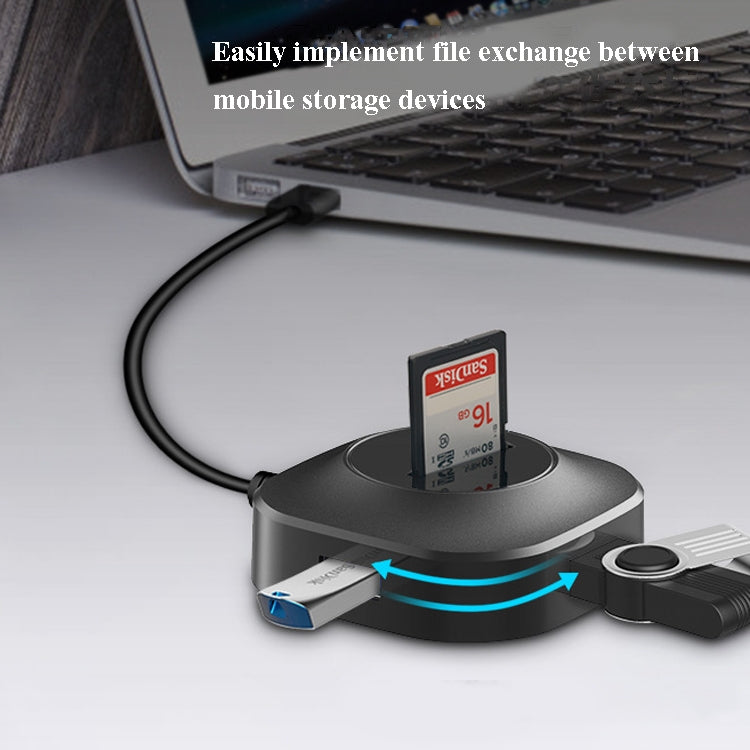H25-2.0 3 x USB Port + TF/SD Card Reader Computer Notebook High-Speed Hub Splitter - USB 2.0 HUB by PMC TechLife | Online Shopping South Africa | PMC TechLife