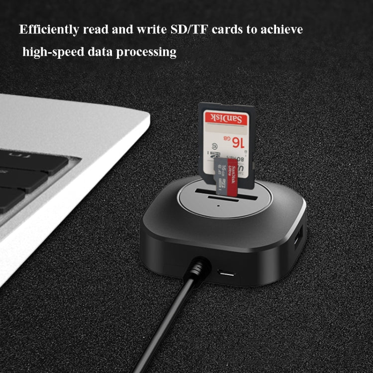 H25-2.0 3 x USB Port + TF/SD Card Reader Computer Notebook High-Speed Hub Splitter - USB 2.0 HUB by PMC TechLife | Online Shopping South Africa | PMC TechLife