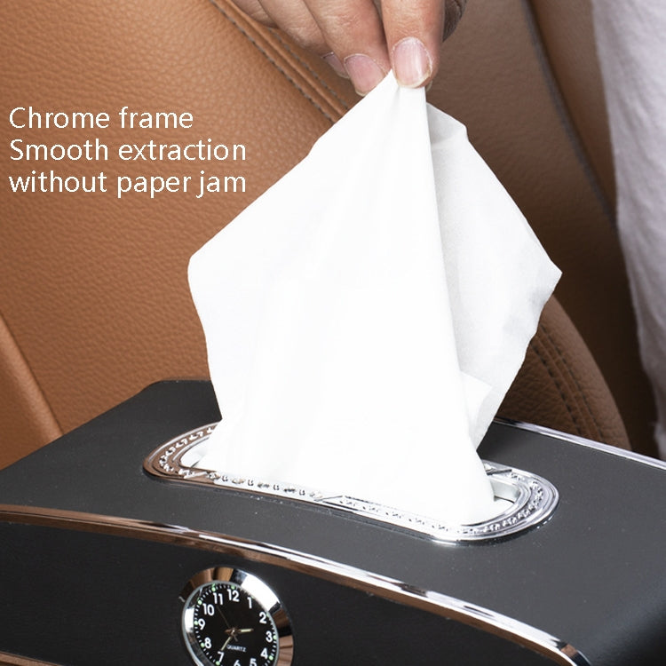 Car Clock Tissue Box Multi-Function Vehicle Instrument Table Paper Towel Box, Style: Clock+Parking Card (Mocha Brown) - Tissue Boxes by PMC TechLife | Online Shopping South Africa | PMC TechLife | Buy Now Pay Later Mobicred