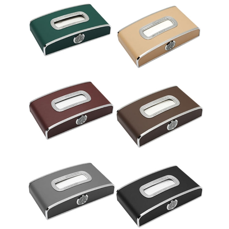 Car Clock Tissue Box Multi-Function Vehicle Instrument Table Paper Towel Box, Style: With Clock (Mocha Brown) - Tissue Boxes by PMC TechLife | Online Shopping South Africa | PMC TechLife | Buy Now Pay Later Mobicred