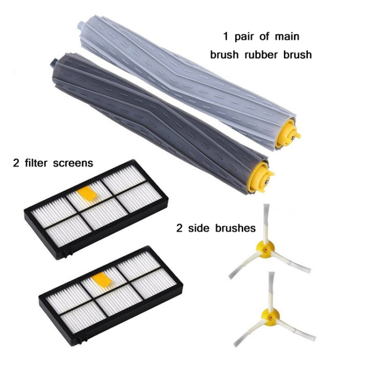 Robot Sweeping Brush + Hypa Filter + Triangle Side Brush For iRobot 800 960(Black) - free shipping - PMC TechLife - Order now!