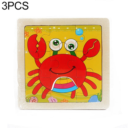 3 PCS Kids Wooden Cartoon Puzzle Jigsaw Toy Early Educational Toys(Crab) - Puzzle Toys by PMC Jewellery | Online Shopping South Africa | PMC Jewellery