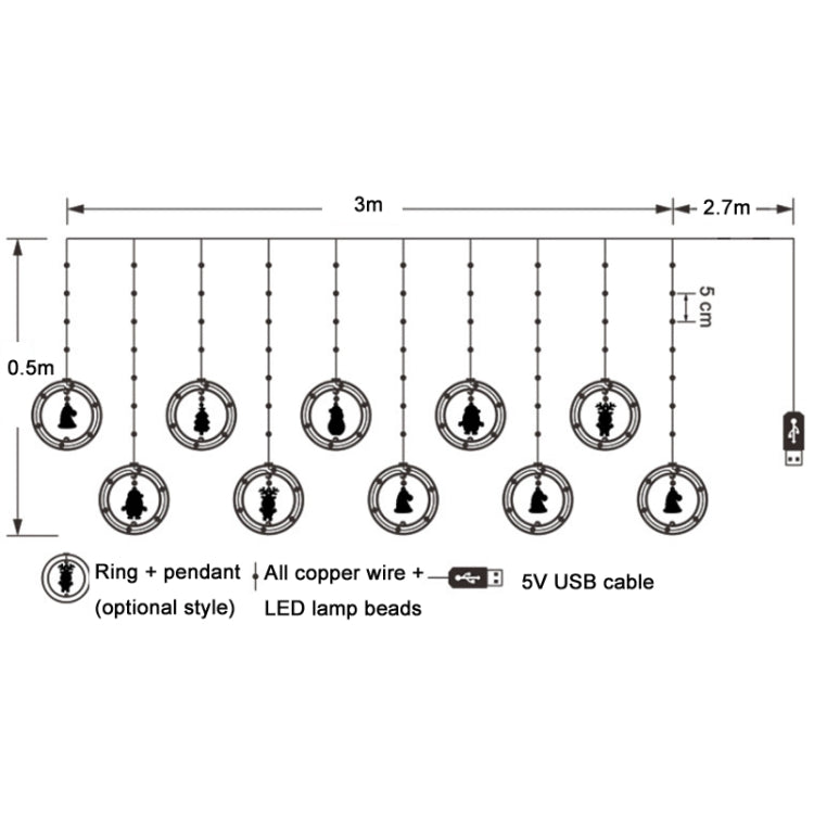 Christmas Decoration Lights USB Ring Doll 10 in 1 String Lights(Reindeer) - Christmas Decoration Lamps by PMc TechLife | Online Shopping South Africa | PMc TechLife | Buy Now Pay Later Mobicred