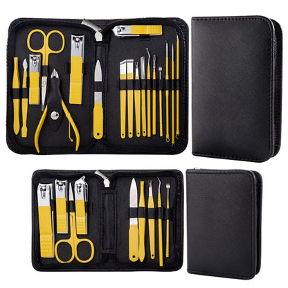 9 In 1 Nail Clipper Set Manicure Set Stainless Steel Nail Clipper Manicure Tool(Yellow) - Nail Art Equipment by PMC Jewellery | Online Shopping South Africa | PMC Jewellery | Buy Now Pay Later Mobicred