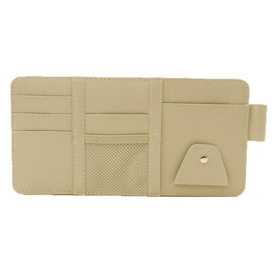 2 PCS Auto Sun Visor Card Clip Business Card Glasses Clip Zipper Car Mobile Phone Document Folder(Beige) - Stowing Tidying by PMC Jewellery | Online Shopping South Africa | PMC Jewellery | Buy Now Pay Later Mobicred