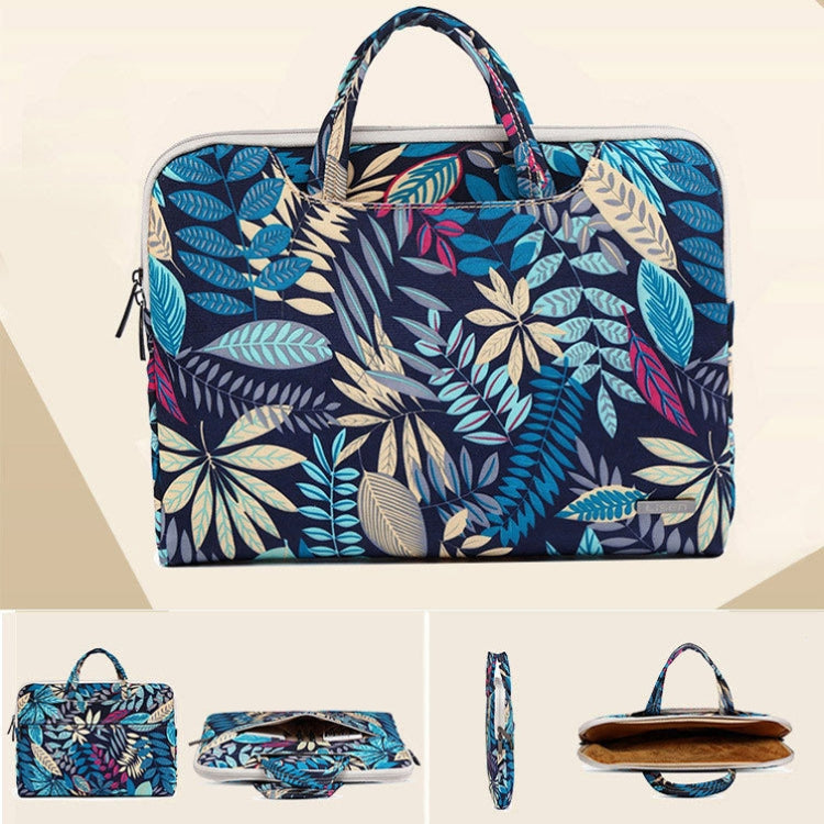 LiSEN LS-116 Simple Laptop Bag Business Laptop Liner Bag, Size: 15.6 inch(Canvas Colorful Leaves Blue) - 15.6 - 17 inch by LiSEN | Online Shopping South Africa | PMC Jewellery | Buy Now Pay Later Mobicred