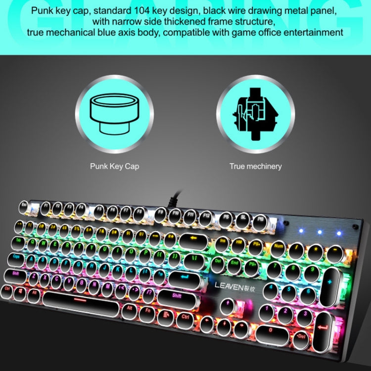 104 Keys Green Shaft RGB Luminous Keyboard Computer Game USB Wired Metal Mechanical Keyboard, Cabel Length:1.5m, Style: Ordinary Version (Black) - Wired Keyboard by PMC Jewellery | Online Shopping South Africa | PMC Jewellery | Buy Now Pay Later Mobicred